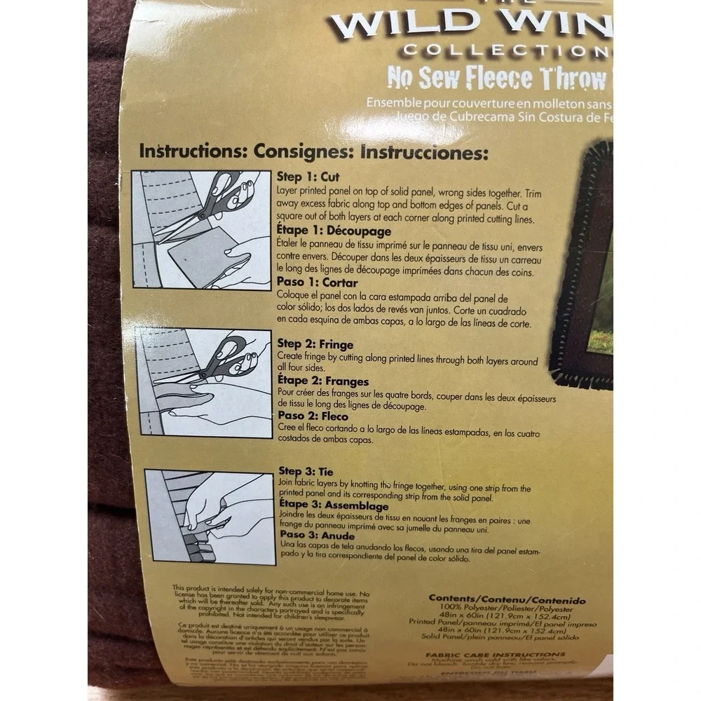 Wild Wings No Sew Fleece Throw Blanket DIY Kit HORSES 48